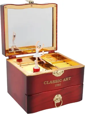 Produktbild von Spieluhr, Holz Schmuckkästchen, rotierende Ballerina, Spiegel, für Mädchen