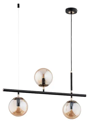 Produktbild von Hängeleuchte Metall Glas H: max. 90 cm Schwarz Bernstein E14 3-flammig Kugelschirm Modern Pendelleuchte