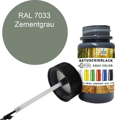 Produktbild von Reparaturlack Lackstift RAL Lack Pinselflasche 50ml. Farbe Holz Metall Möbel Auto Bad Retuschierlack - RAL 7033 Zementgrau