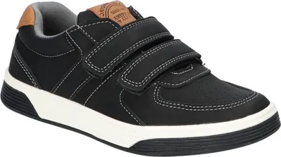 Produktbild von AMERICAN CLUB XD128 Solide Kinderschuhe mit Klettverschluss, modische Kinderschuhe, profilierte Innensohle aus Naturleder, Casual, Schwarz 32