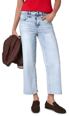Productafbeelding van Street One wijde broek met losse pasvorm, verbleekte wassing, maat 31