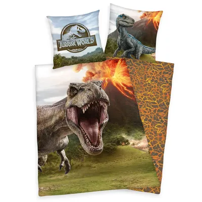 Produktbild von Herding Bettwäsche Jurassic World Dinos Dinosaurier Vulkan T-Rex Gr:135x200cm