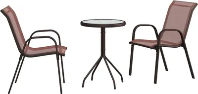 Immagine prodotto di vidaXL Set bistrot da giardino 3 pezzi in acciaio marrone