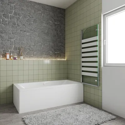 Produktbild von AICA 120cmx140cm Linksmontage Badewannenaufsatz 6mm NANO ESG-glas Faltwand 2-teilig Badewannenfaltwand Duschabtrennung Duschwand Trennwand
