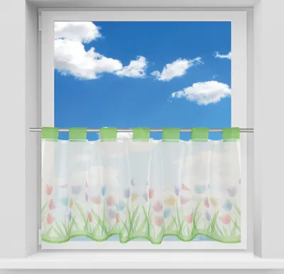 Immagine prodotto di Tenda da bistrot "Angie" ( 45 x 120 cm ) con bastone a strappo, tenda corta per la privacy nel colore: Tulipano