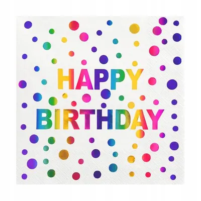 Zdjęcie produktu dla Serwetki HAPPY BIRTHDAY papierowe KOLOROWE 33x33cm