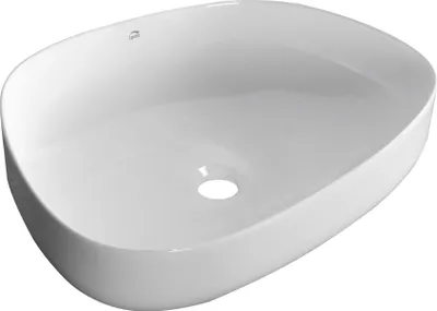 Zdjęcie produktu dla Umywalka Nablatowa Asymmetric 48x36 cm, Biała, Ceramiczna – Nowoczesny Design, 10 Lat Gwarancji