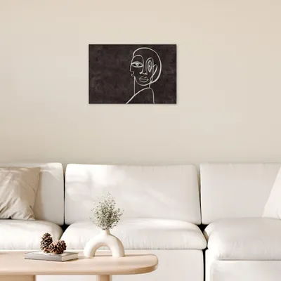 Produktbild von TADESSI Leinwandbild Minimalistisch Oneliner - Wandbild 45 x 30 cm - Kunstdruck auf Leinwand in Schwarz Weiß - M1-No.51321