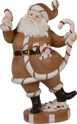 Produktbild von Clayre & Eef Weihnachtsdekorationsfigur Weihnachtsmann 20 cm Braun Weiß Polyresin