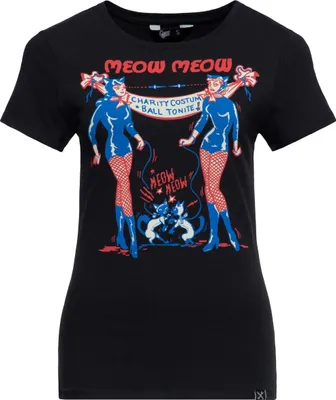 Produktbild von QUEEN KEROSIN T-Shirt Mit Artwork-Print Meow Meow Schwarz L