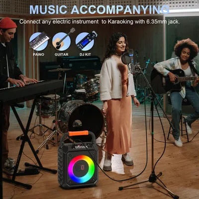 Immagine prodotto di Kit karaoke wireless con due microfoni - 15W - luci LED - altoparlante Bluetooth