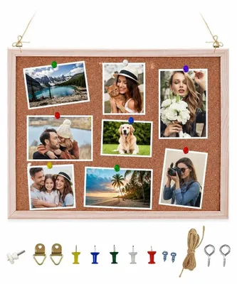 Obrázok produktu pre Omgoods – Drevený rám na zavesenie na stenu, 40 x 30 cm – Tabuľa s dreveným rámom na fotografie a poznámky