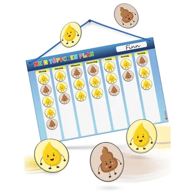 Produktbild von Töpfchen Training für Kinder magnetisch - Magnettafel inkl. 60 Magnete - Mit Kordel - Komplett beschreib- und abwischbar