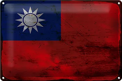 Produktbild von Blechschild Flagge China 30x20cm Flag of Taiwan Rost