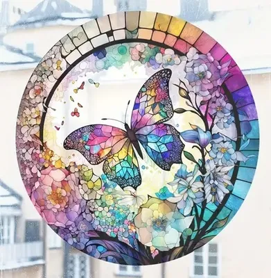 Produktbild von GKA XXL Fensterbild Schmetterling 28 cm Sonnenfänger Lichtfänger tolle Lichteffekte Fensteraufkleber selbstklebend ablösbar wiederverwendbar