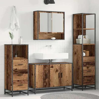 Image de Maison Exclusive - Ensemble de meubles de salle de bain, 4 pièces, bois de récupération, 90 x 33 x 60 cm