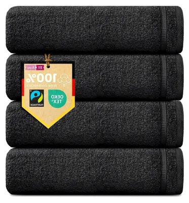 Produktbild von 4er Set Gästehandtücher aus 100% Baumwolle, 30x50 cm, schwarz