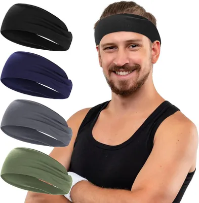 Produktbild von Sport Stirnbänder 4 Stück, elastisch, für Fitness, atmungsaktiv, rutschfest