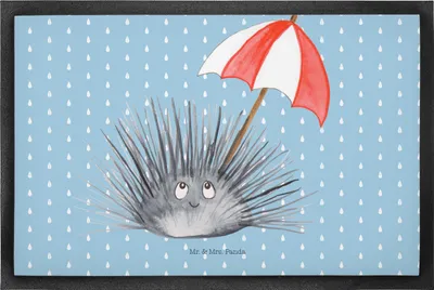 Produktbild von Mr. & Mrs. Panda Schmutzfangmatte Seeigel 50 x 75 cm - Blau Pastell - Geschenk, Meer, Lebe, fußmatte, Schmutzmatte, Selbstliebe, Achtsamkeit, Bodenvorleger, Fussmatte