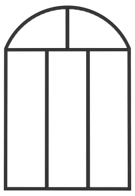 Produktbild von Innenfenster im Bogenstil aus schwarz pulverbeschichtetem Aluminium 90 x 130 - (B x H) - ARLUNA