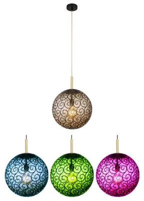 Produktbild von RGB LED Hängeleuchte, Glaskugel goldfarben, App Steuerung