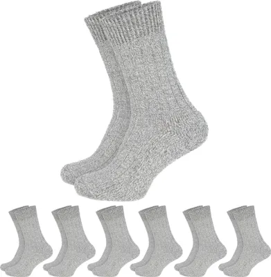 Produktbild von 6 Paar Norwegersocken für Damen und Herren – warm mit Frottee Innensohle - Grau- 39/42