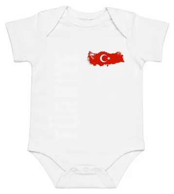 Imagen del producto de Turquía, bandera de Turquía, fútbol, Eurocopa, conjunto de camisetas de aficionado, Eurocopa, body para bebé, blanco, talla 6/12