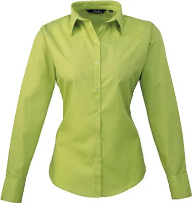 Produktbild von Premier Workwear Damen Popeline Bluse langarm PR300 lime 52 (5XL/24)