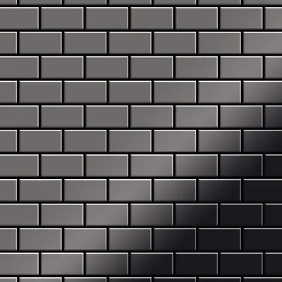 Produktbild von Mosaik Fliese massiv Metall Titan hochglanz dunkelgrau 1,6mm House-Ti-SM