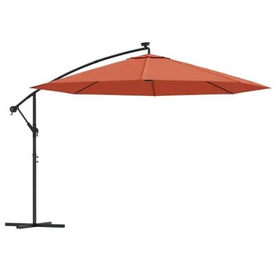 Produktbild von vidaXL Ampelschirm mit LED-Beleuchtung Stahl-Mast Terrakotta 350 cm