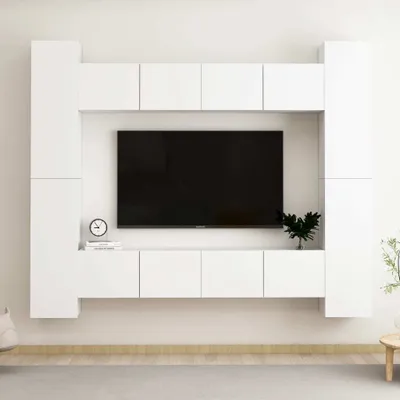 Obrázok produktu pre vidaXL 8 ks TV skrinka biela materiál na báze dreva - TV skrinka - TV skrinky - HiFi skrinka - HiFi skrinky