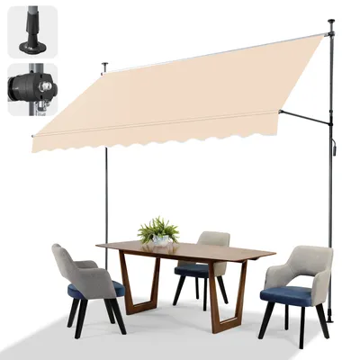 Produktbild von FCH Balkonmarkise 300x120x(200-300) cm Gelenkarm Markise Klemmmarkise Sonnenmarkise Balkon ohne Bohren - Beschattung Terrasse & Balkon,Beige