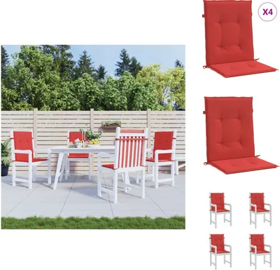Immagine prodotto di vidaXL Cuscini per sedia da giardino per schienale basso 4 pz. Rosso 100x50x3 cm - Cuscino per seduta