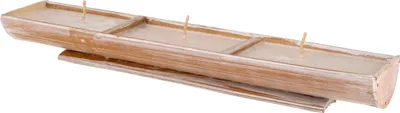 Produktbild von Kerzeschale, Kerzen in Bambus - 3er Weiß, 6*40*9 cm, Kerzen