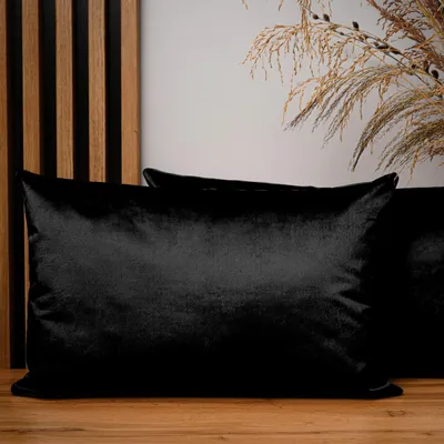 Produktbild von MG Design 2er Set Kissenbezüge 40 x 60 cm in Schwarz - mit Reißverschluss, samtig-weich, fein & dicht, pflegeleicht