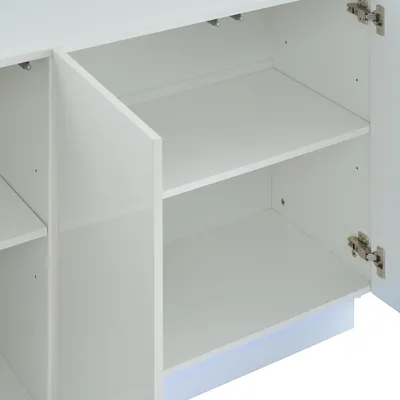 Produktbild von okwish Esszimmerschrank Küchenschränke Buffetschrank Sideboard Beistellschrank Foyerschrank Aufbewahrungsschrank Hochglanz Sockel LED-Licht,Weiß