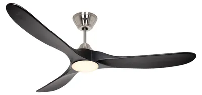 Productafbeelding van Energiezuinige plafondventilator met LED-verlichting en afstandsbediening, model Eco Genuino-L, chroom geborsteld / mat zwart, diameter 152 cm