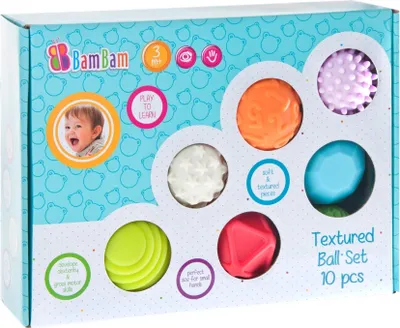 Zdjęcie produktu dla Kule sensoryczne BamBam dla niemowląt 10 sztuk do rozwoju zmysłów