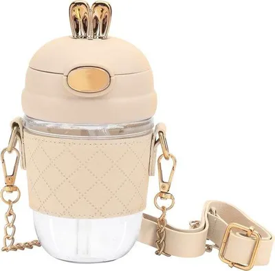 Image de Gourde de 380 ml sans BPA, avec paille et bandoulière