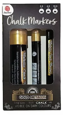Produktbild von DecoTime Kreidemarker Glitzer Metallic Gold 3 Stück
