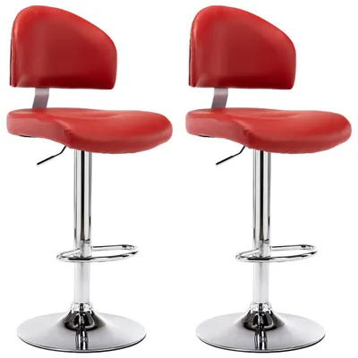 Imagen del producto de vidaXL Taburetes de bar, 2 unidades, color burdeos, tapizados en cuero sintético