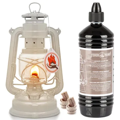 Produktbild von Feuerhand 276 Softbeige Sturmlaterne + 1 Liter Öl + 2x Ersatzdocht