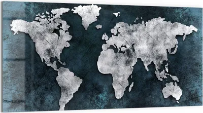 Produktbild von DEQORI Magnettafel Glas 100x50 cm 'Gealterte Weltkarte' beschreibbar Whiteboard