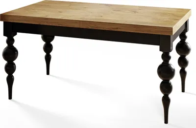 Produktbild von Rechteckiger Esstisch Ausziehbar Lena, Moderner Wohnzimmertisch 160-210x90x78,5 cm, Lancelot mit Tischbeinen in Farbe Schwarz