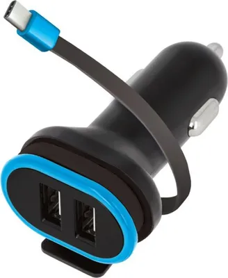 Produktbild von USB Kfz Adapter Dreifach Auto Ladegerät 2x USB-Ports mit USB-Kabel Typ C Dual Port