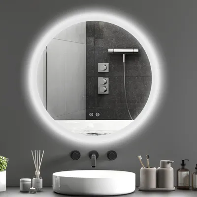 Produktbild von Sweiko Badezimmerspiegel Badspiegel mit LED-Licht Berührungssensor Antibeschlagfunktion