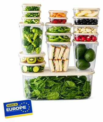 Vorratsdosen-Set, 17-tlg., stapelbar, luftdicht, transparent