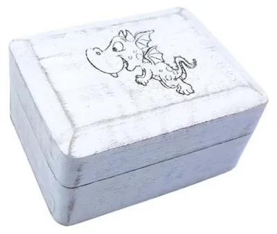 Produktbild von Holzbox weiß mit Drachen-Gravur klein