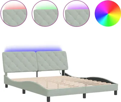 Obrázok produktu pre vidaXL Rám postele s LED bez matraca svetlosivý 160x200 cm zamat