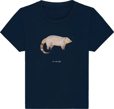 Produktbild von Mr. & Mrs. Panda Organic Baby Shirt Nasenbär 24. - 36. Monat - French Navy - Geschenk,  Babyshirt, Bär, Oberteil, T-Shirt, Rüsselbär, Nasenbären, Lustige Sprüche, Öko